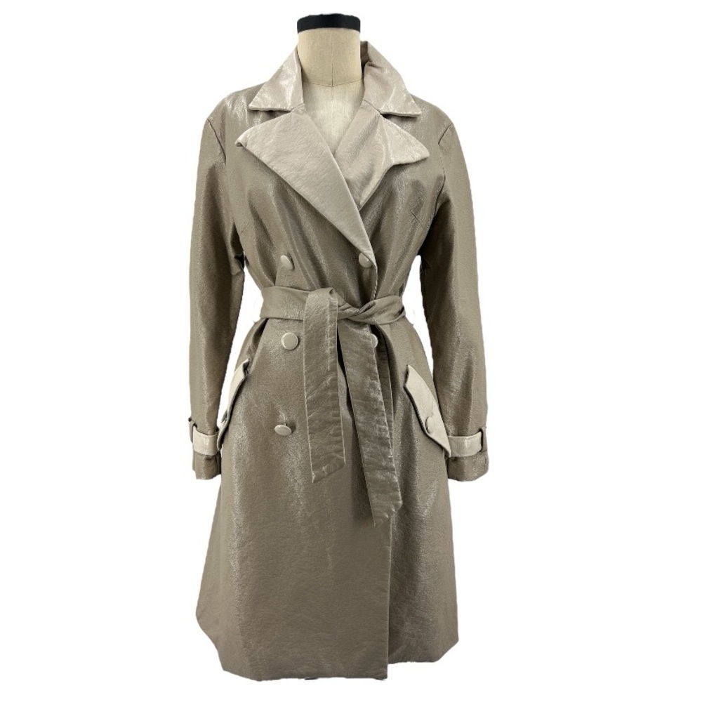 Hutch Colorblock Vegan Leather Trench Coat SZ M